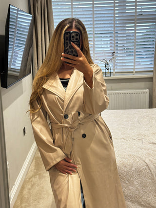 Faux Leather Trench