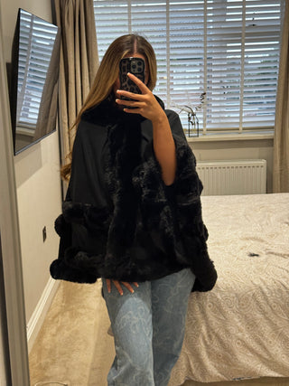 Maxi Fur Hooded Shawl