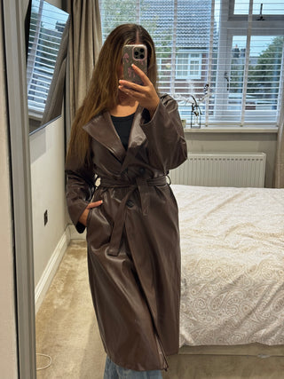 Faux Leather Trench