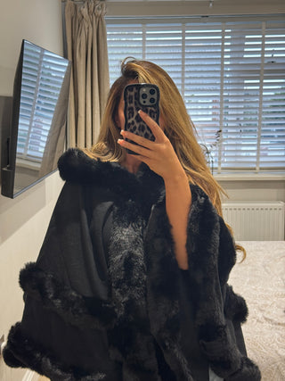 Maxi Fur Hooded Shawl