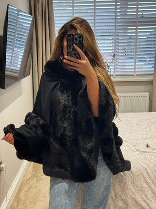Maxi Fur Hooded Shawl