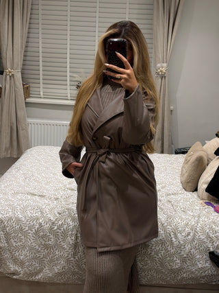 Midi Leather Trench Mocha
