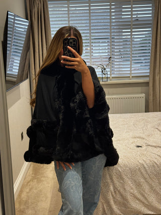 Maxi Fur Hooded Shawl