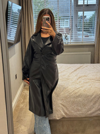 Faux Leather Trench