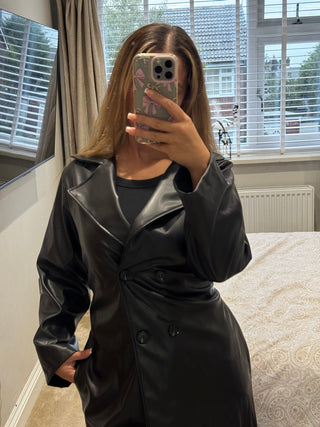 Faux Leather Trench