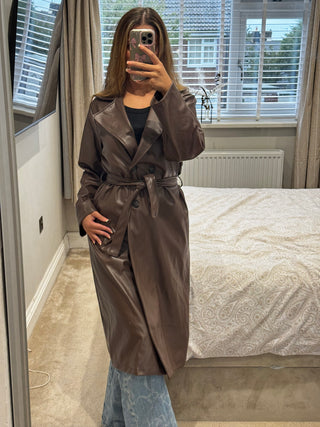 Faux Leather Trench