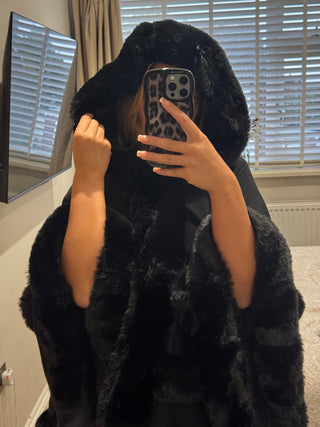 Maxi Fur Hooded Shawl