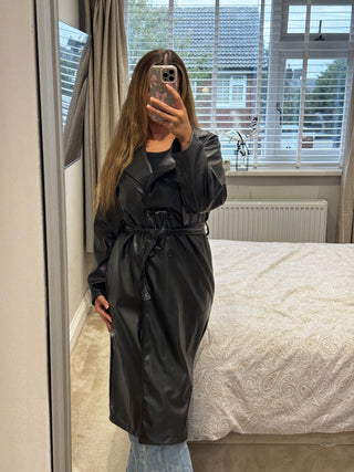 Faux Leather Trench