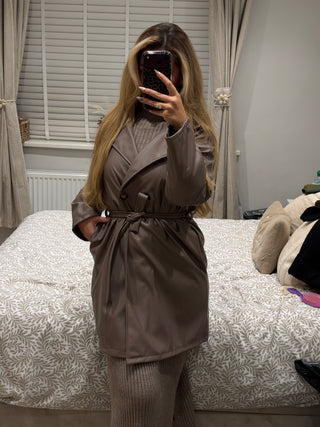 Midi Leather Trench Mocha