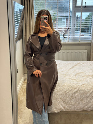 Faux Leather Trench
