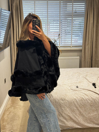 Maxi Fur Hooded Shawl