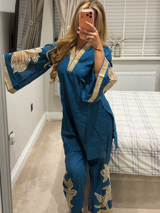 Flora Co Ord Teal