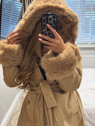 Maxi Fur Jasmine Coat - Camel
